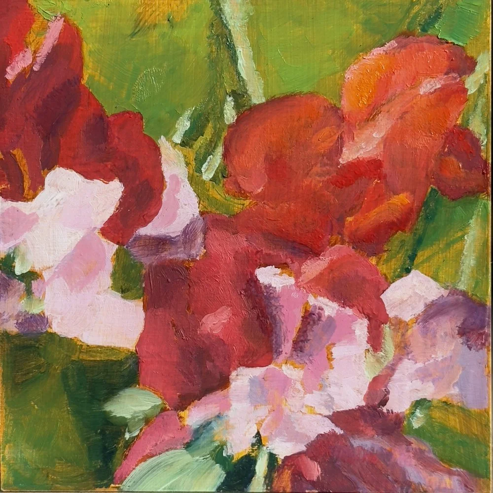 Fine Art Expressionistic Sweet Pea Flowers Oil Painting